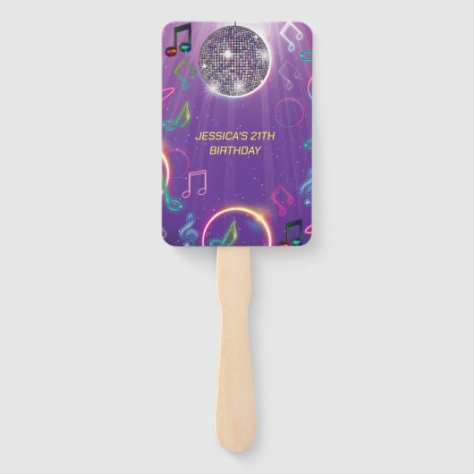 Neon Glow Disco Dance Verjaardagsfeest Handwaaier (Achterkant)