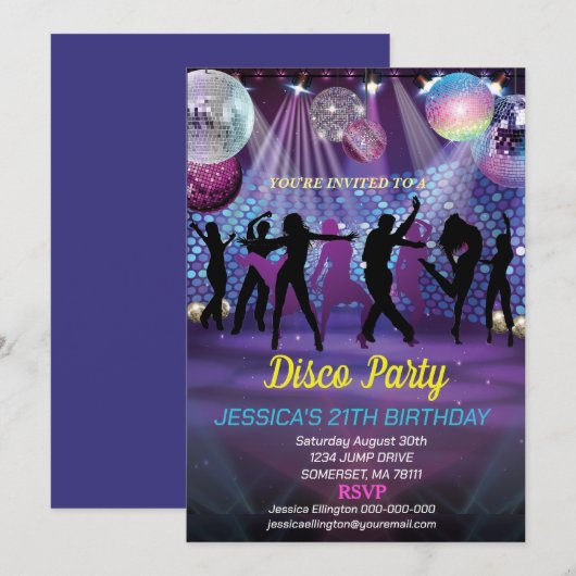 Neon Glow Disco Dance Verjaardagsfeest Kaart (Voorkant / Achterkant)