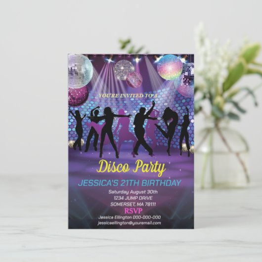 Neon Glow Disco Dance Verjaardagsfeest Kaart (Staand voorkant)