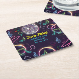 Neon Glow Disco Dance Verjaardagsfeest Kartonnen Onderzetters