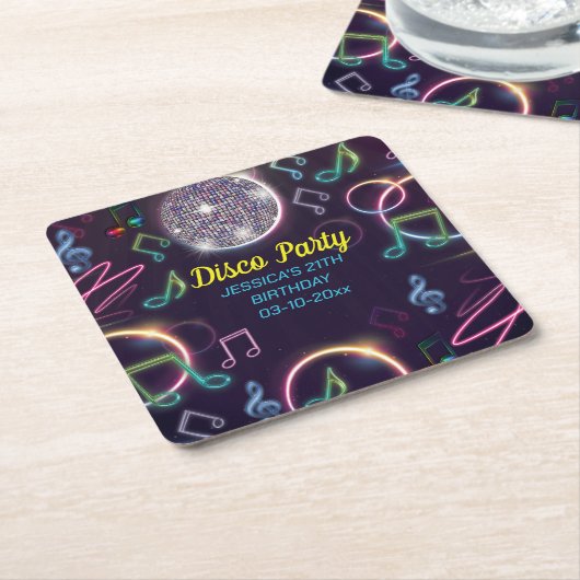 Neon Glow Disco Dance Verjaardagsfeest Kartonnen Onderzetters (Schuin)