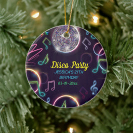 Neon Glow Disco Dance Verjaardagsfeest Keramisch Ornament