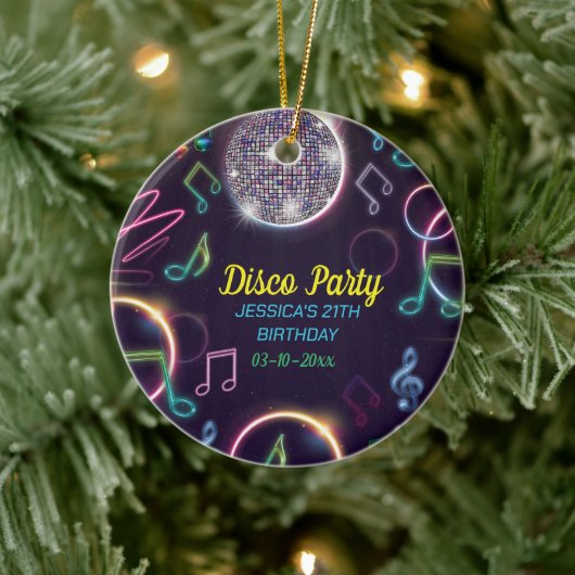 Neon Glow Disco Dance Verjaardagsfeest Keramisch Ornament (Boom)
