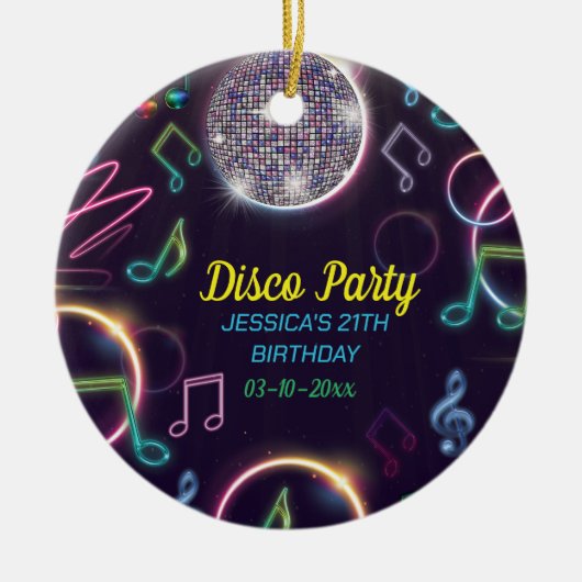 Neon Glow Disco Dance Verjaardagsfeest Keramisch Ornament (Voorkant)