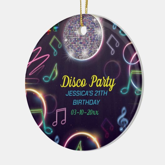 Neon Glow Disco Dance Verjaardagsfeest Keramisch Ornament (Links)