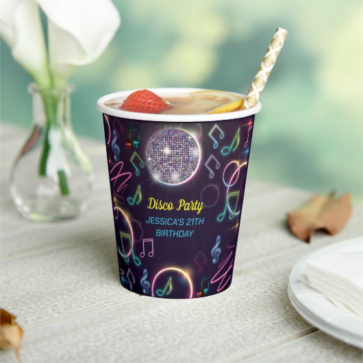 Neon Glow Disco Dance Verjaardagsfeest Papieren Bekers (Insitu)