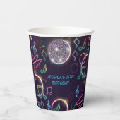 Neon Glow Disco Dance Verjaardagsfeest Papieren Bekers (Achterkant)