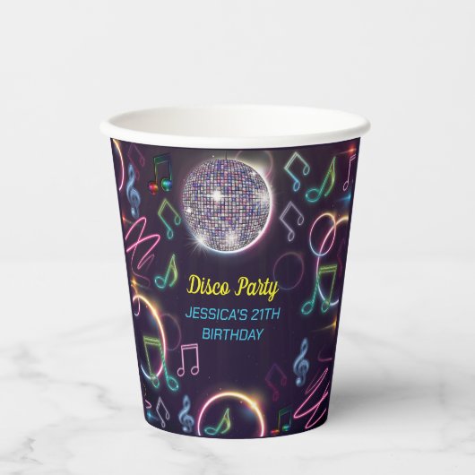 Neon Glow Disco Dance Verjaardagsfeest Papieren Bekers (Voorkant)