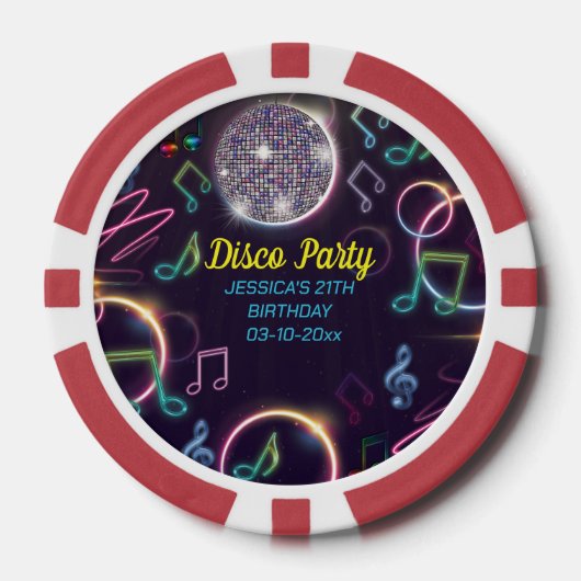 Neon Glow Disco Dance Verjaardagsfeest Poker Chips (Voorkant)