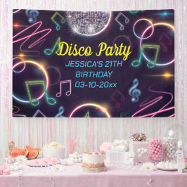 Neon Glow Disco Dance Verjaardagsfeest Spandoek