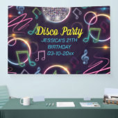 Neon Glow Disco Dance Verjaardagsfeest Spandoek (Beurs)