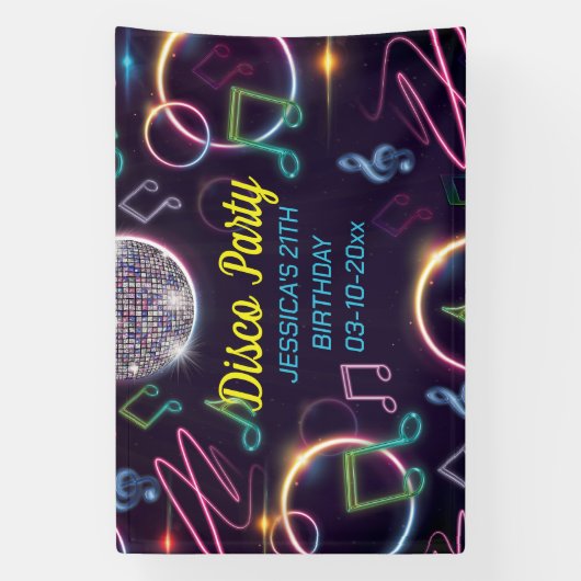 Neon Glow Disco Dance Verjaardagsfeest Spandoek (Verticaal)