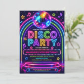 Neon Glow Disco Feest Verjaardag Kaart (Staand voorkant)