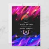 Neon Glow Flames Virtual Graduparty Kaart (Voorkant)