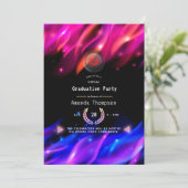 Neon Glow Flames Virtual Graduparty Kaart (Staand voorkant)