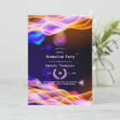 Neon Glow Flames Virtual Graduparty Kaart (Staand voorkant)