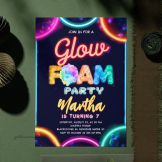 Neon Glow Foam Party Verjaardag - Kleur Bubbles Gl Kaart