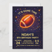 Neon Glow Football Birthday Invitation Kaart (Voorkant)