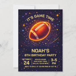 Neon Glow Football Birthday Invitation Kaart