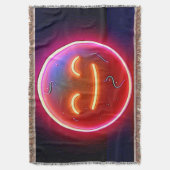 Neon Glow Gelukkig Gezicht Kunst Deken (Voorkant Verticaal)