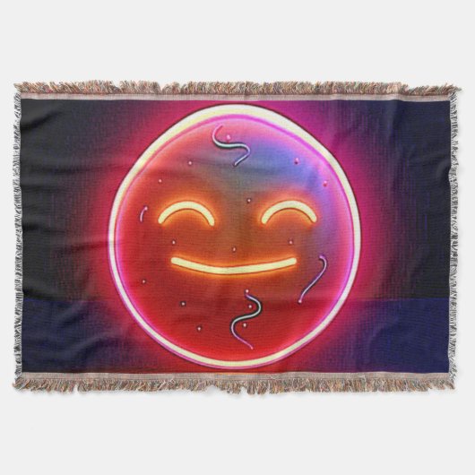 Neon Glow Gelukkig Gezicht Kunst Deken (Voorkant)
