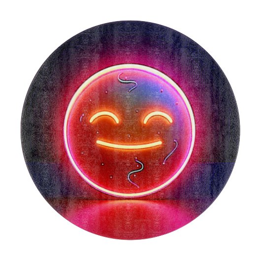 Neon Glow Gelukkig Gezicht Kunst Snijplank (Voorkant)