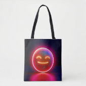 Neon Glow Gelukkig Gezicht Kunst Tote Bag (Voorkant)