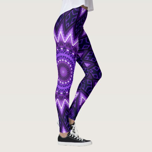 Neon Glow Geometric Flower Blacklight Leggings (Rechts)