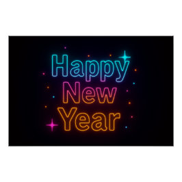 Neon Glow Gradient Typography Party Vibes Cool Perfect Poster