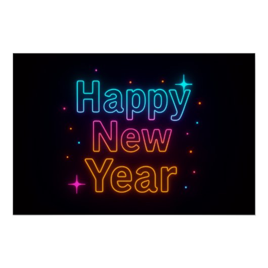 Neon Glow Gradient Typography Party Vibes Cool Perfect Poster (Voorkant)