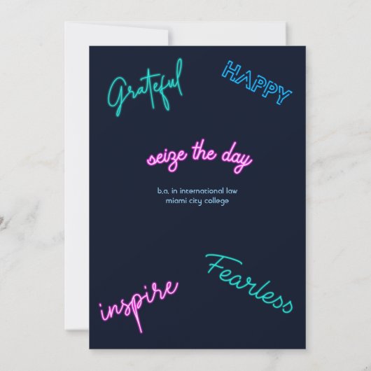 Neon Glow Graduation Party Kaart (Achterkant)