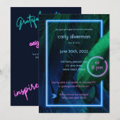 Neon Glow Graduation Party Kaart (Voorkant / Achterkant)