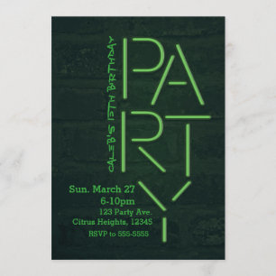 Neon Glow Groen FEEST Bakstenen Muur Stedelijke Ui Kaart