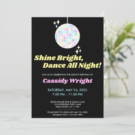 Neon Glow Groovy Disco Verjaardag Kaart (Staand voorkant)