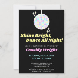 Neon Glow Groovy Disco Verjaardag Kaart
