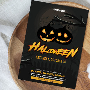 Neon Glow Halloween-feestclubuitnodiging Kaart