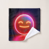 Neon Glow Happy Face Art Bad Handdoek (Wasdoekje)