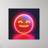 Neon Glow Happy Face Art Canvas Afdruk (Voorkant)