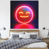 Neon Glow Happy Face Art Canvas Afdruk (Insitu (Slaapkamer))