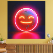 Neon Glow Happy Face Art Canvas Afdruk (Insitu (Woonkamer))