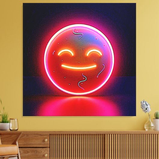 Neon Glow Happy Face Art Canvas Afdruk (Insitu (Woonkamer))