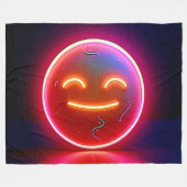 Neon Glow Happy Face Art Fleece Deken (Voorkant (Horizontaal))