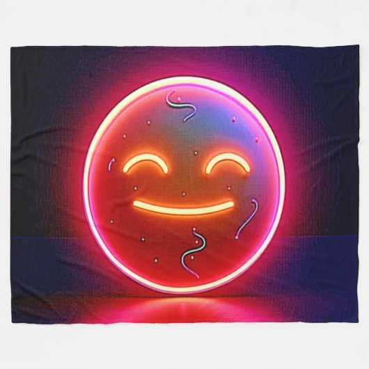 Neon Glow Happy Face Art Fleece Deken (Voorkant (Horizontaal))
