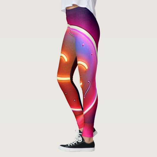 Neon Glow Happy Face Art Leggings (Links)