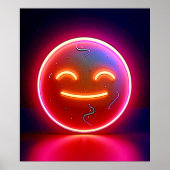 Neon Glow Happy Face Art Poster (Voorkant)