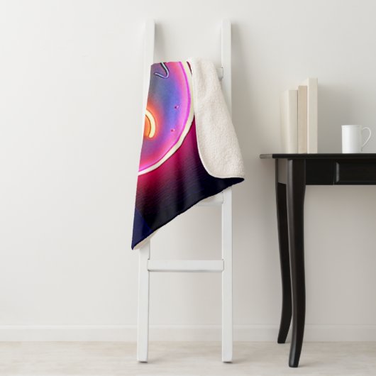 Neon Glow Happy Face Art Sherpa Deken (In situ)