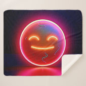 Neon Glow Happy Face Art Sherpa Deken (Voorkant (horizontaal))
