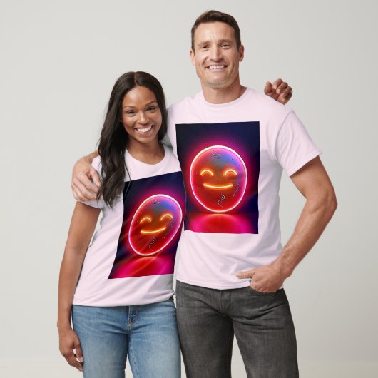 Neon Glow Happy Face Art T-shirt (Unisex)