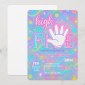 Neon Glow High Five 5th Birthday Party-uitnodiging Kaart (Voorkant / Achterkant)