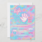 Neon Glow High Five verjaardagsfeest uitnodiging (Voorkant)